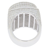 Elegant sterling silver ring featuring a sparkling round white Moissanite and intricate design.